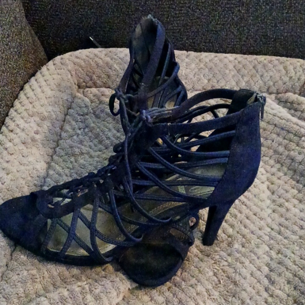 Impo Blue Lace up High 2 inch Heels
